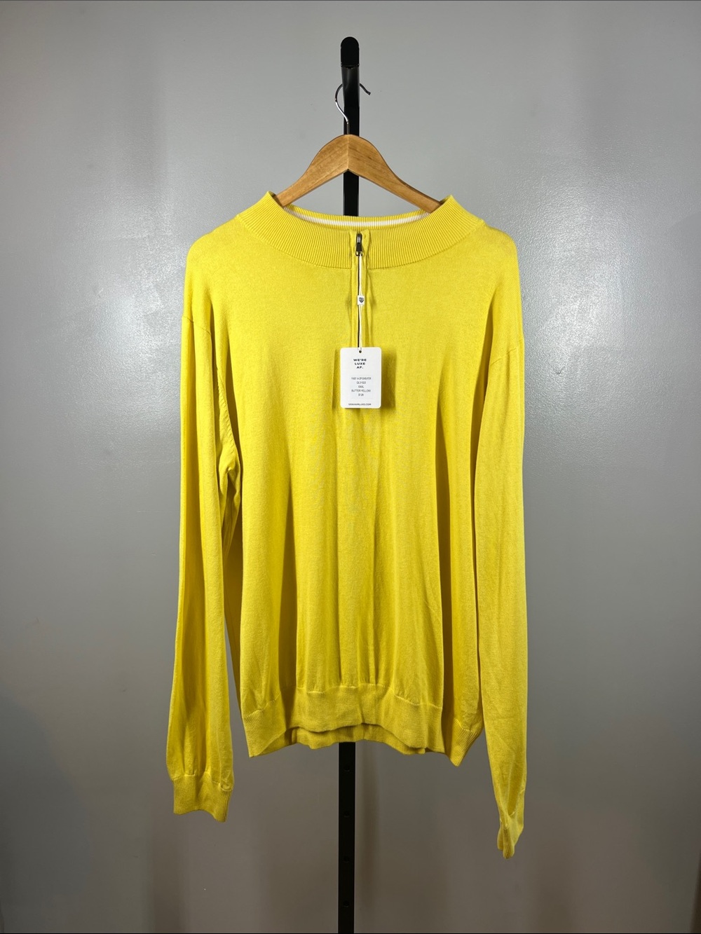 Graham Luxe  Lightweight Zip Sweater in Bright Yellow
